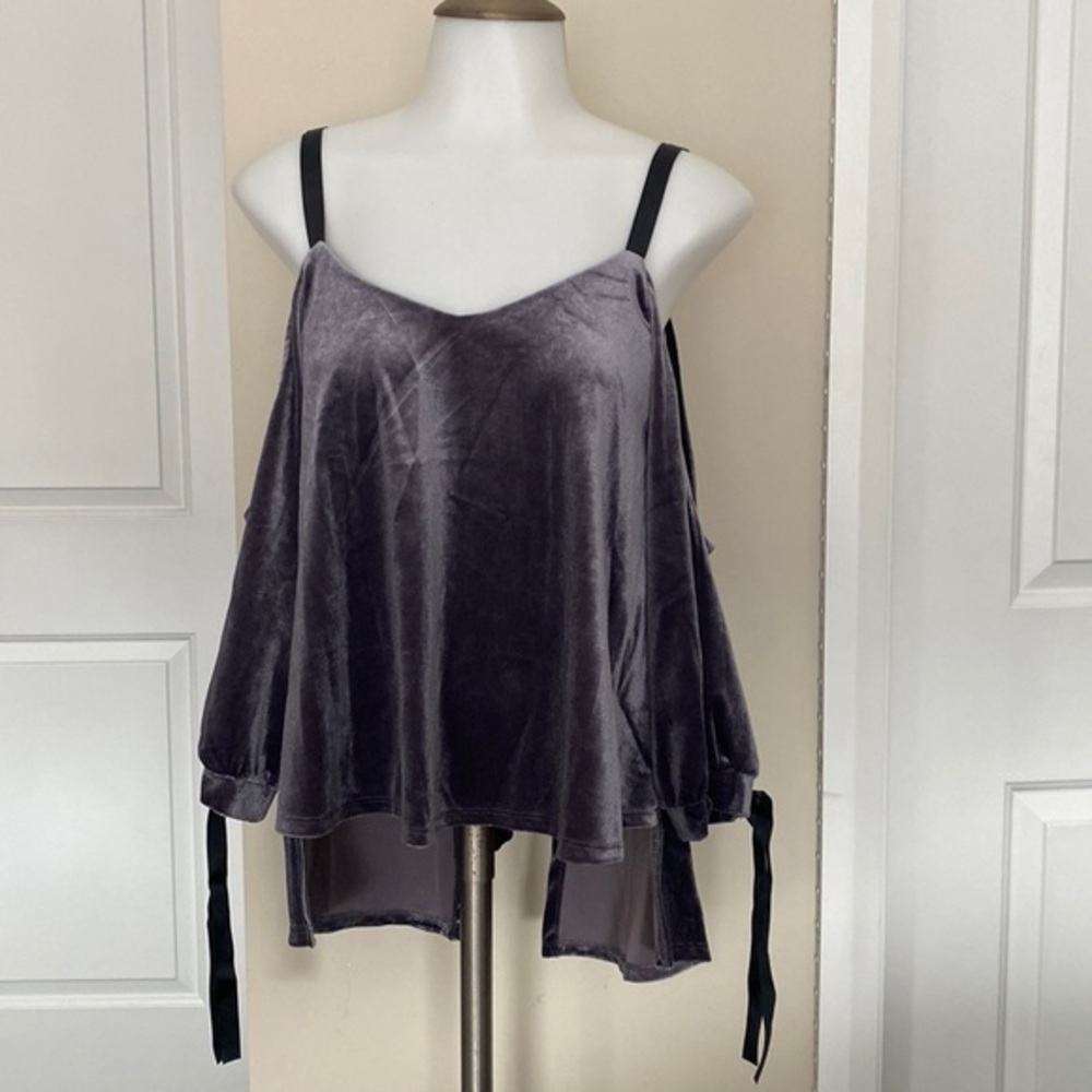 NWT Stunning Purple Velvet Top with Open Back